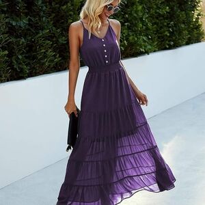 Chic Purple Sleeveless Maxi Dress